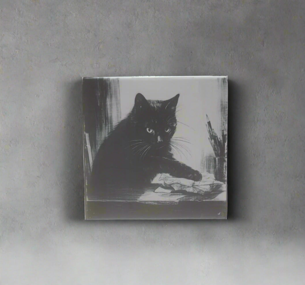 Kit 4 azulejos de gatos pretos - Finngifts