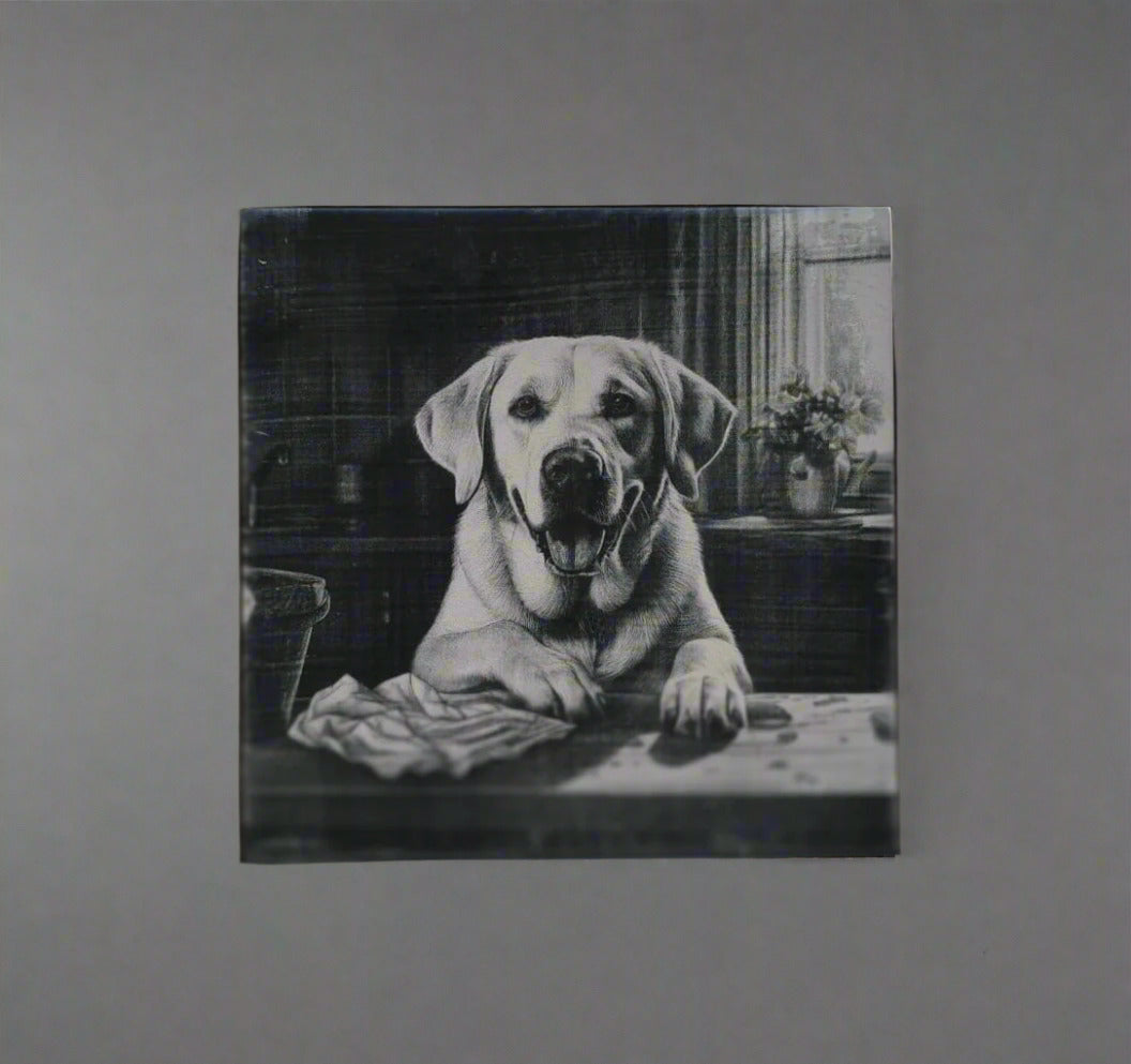 Kit 4 azulejos de labradores brancos - Finngifts