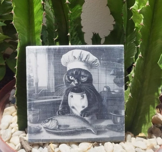 Kit 4 azulejos de gatos pretos - Finngifts