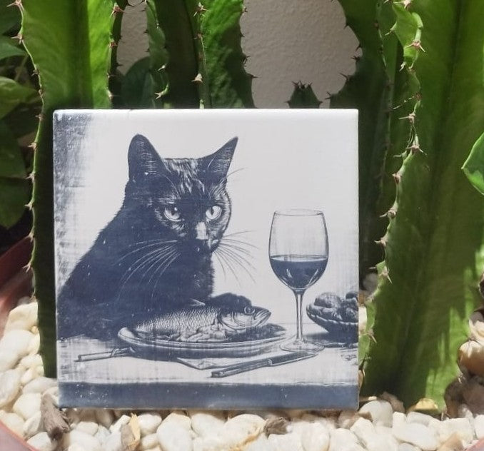 Kit 4 azulejos de gatos pretos - Finngifts