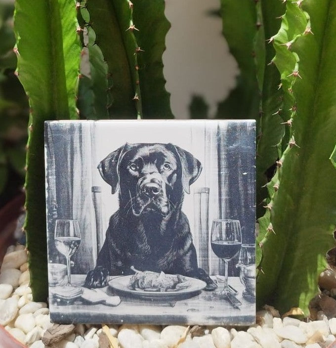 Kit 4 azulejos de labradores preto - Finngifts