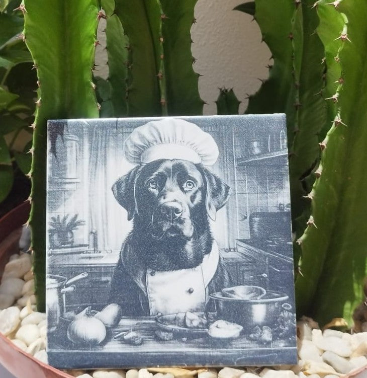 Kit 4 azulejos de labradores preto - Finngifts