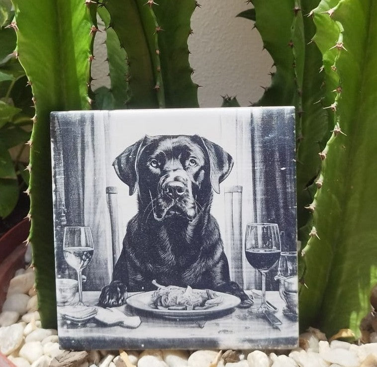 Kit 4 azulejos de labradores preto - Finngifts