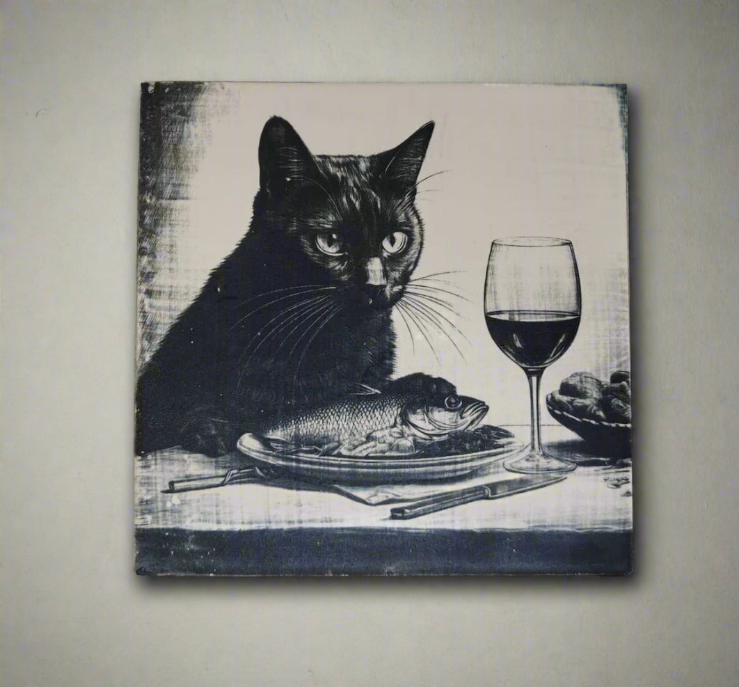 Kit 4 azulejos de gatos pretos - Finngifts