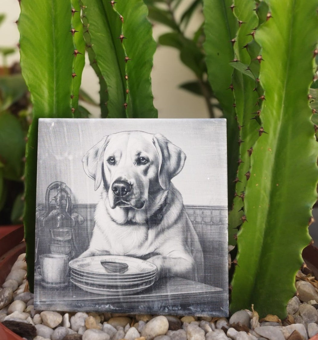 Kit 4 azulejos de labradores brancos - Finngifts