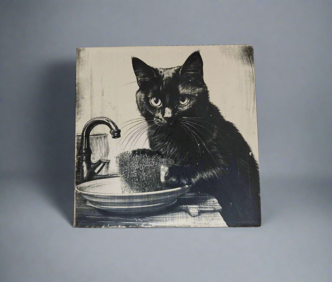 Kit 4 azulejos de gatos pretos - Finngifts