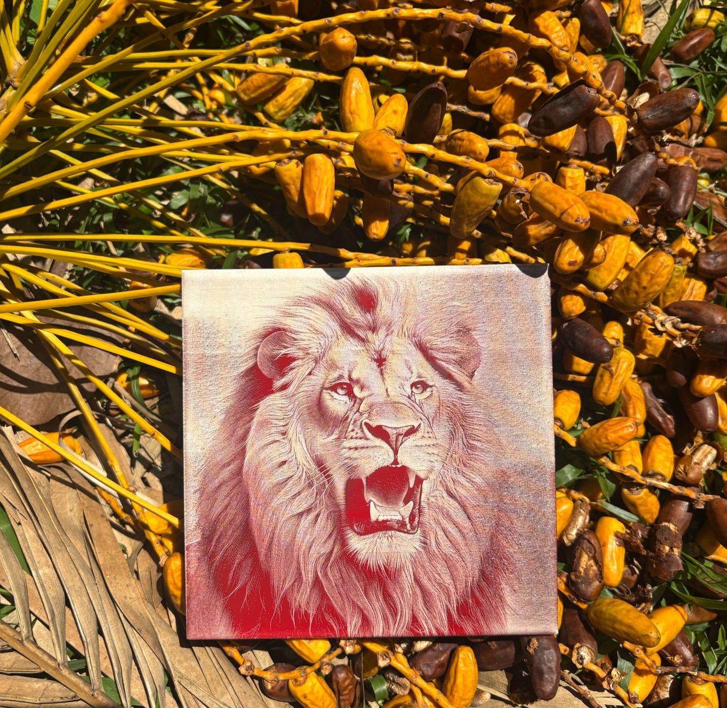 Azulejo de leão vermelho que ruge. - Finngifts