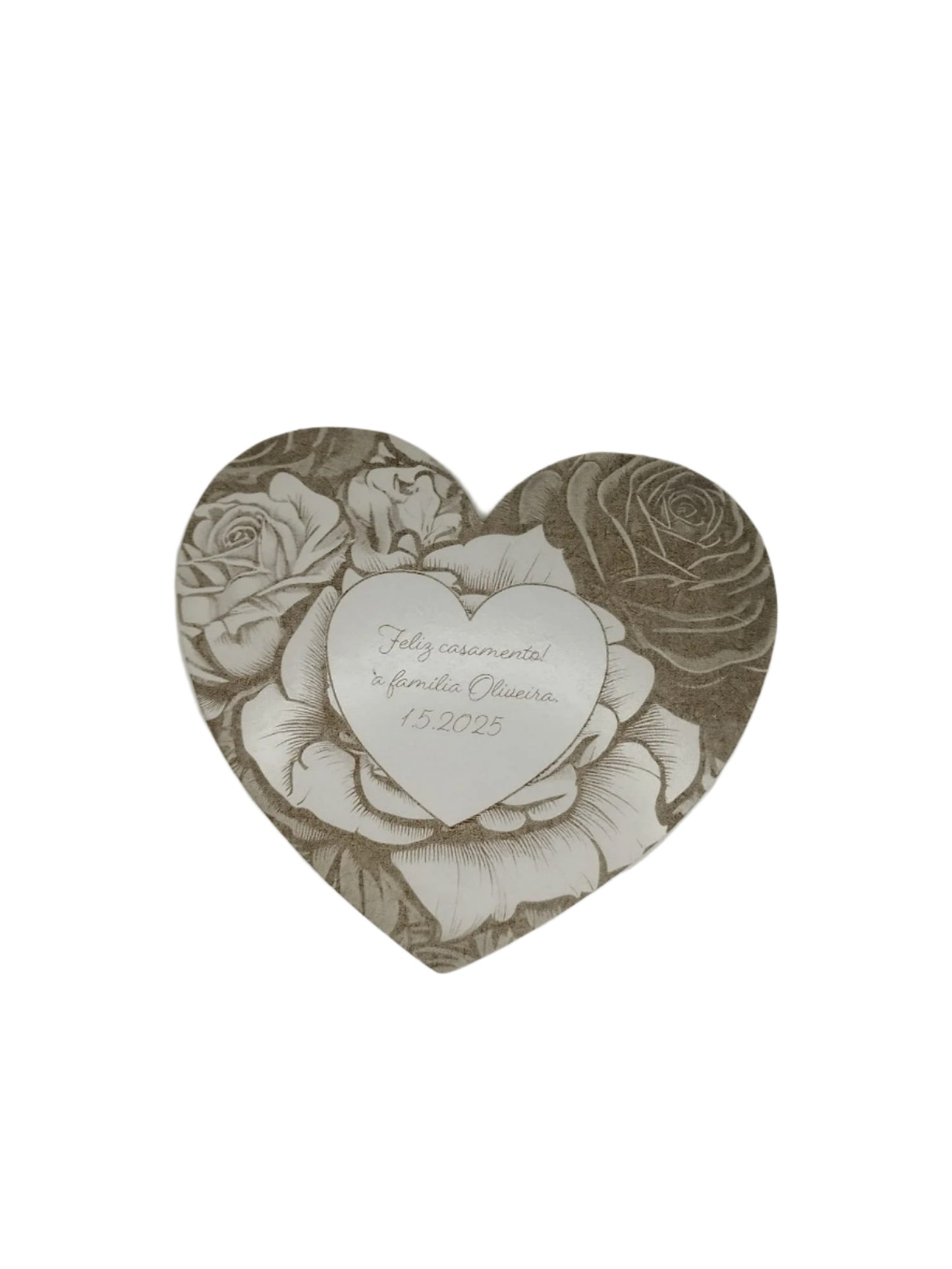 Kit 5 Placas flores brancas em forma de coração. Personalizado para você. - Finngifts