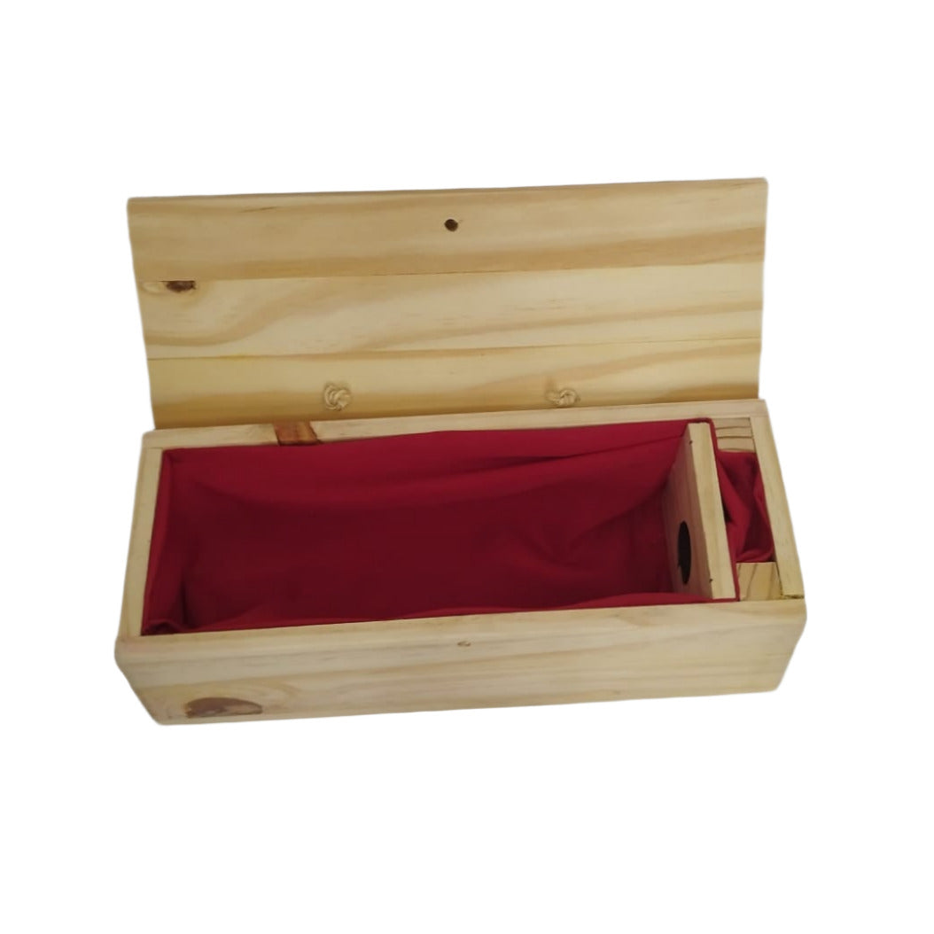 Caixa Elegante de Vinho em Madeira com Forro Vermelho. - Finngifts