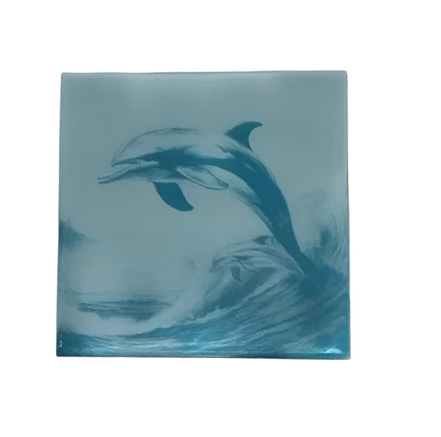 Saltando golfinho azul azulejo. - Finngifts