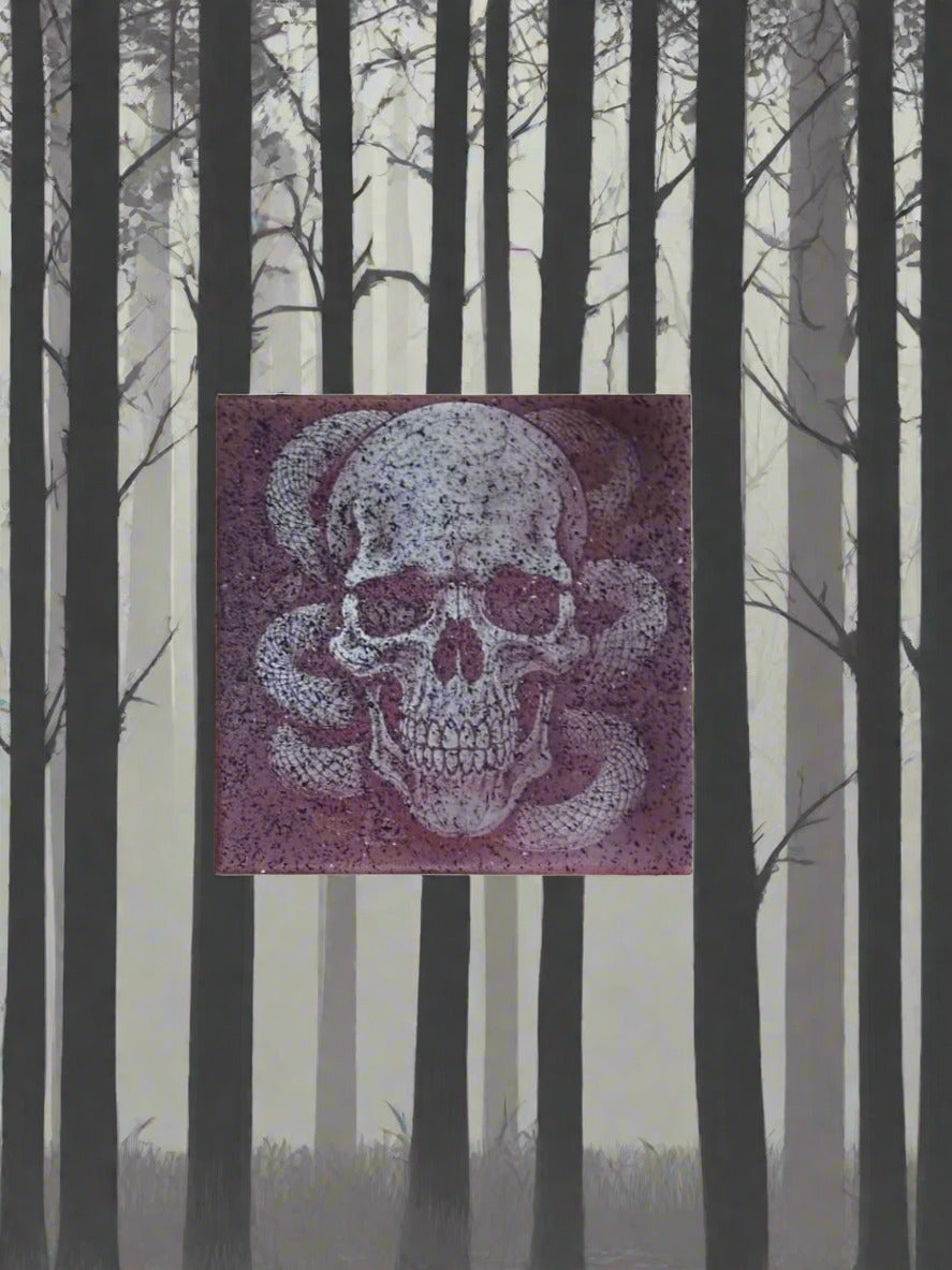 Caveira vermelha com cobras azulejo. Série sombria - Finngifts