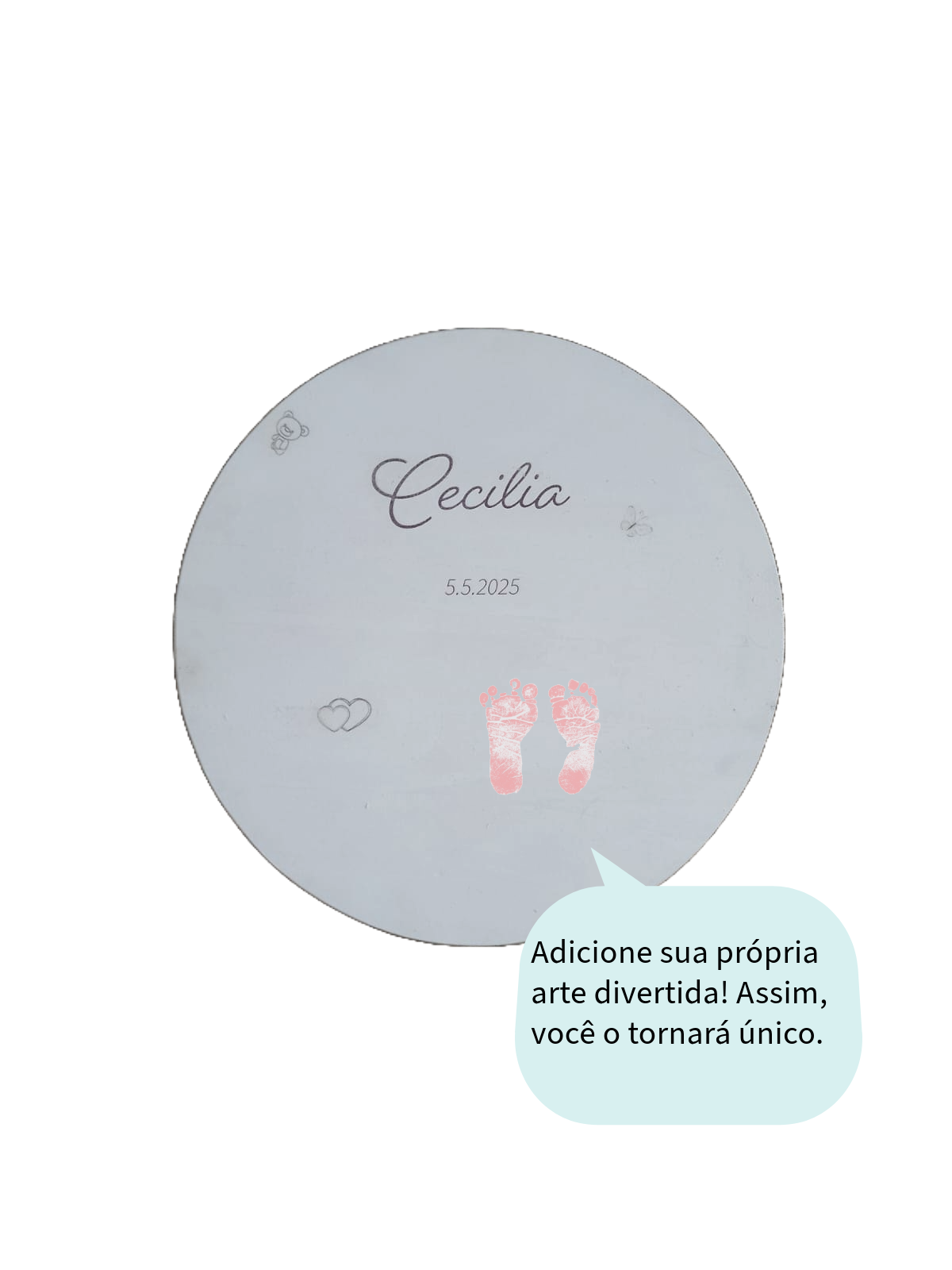 Placa de nome de bebê para casa ou hospital. 35 cm, madeira pintada de branco.