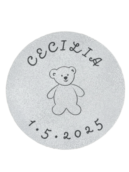 Placa de nome de bebê para casa ou hospital. 35 cm Imitação de pedra, madeira.