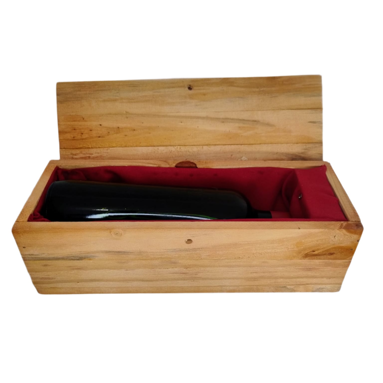 Caixa Elegante de Vinho em Madeira com Forro Vermelho. Cor mongo - Finngifts