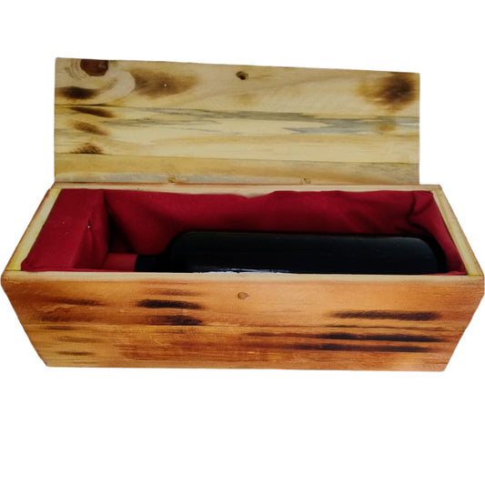 Caixa Elegante de Vinho em Madeira com Forro Vermelho. cor rústica - Finngifts